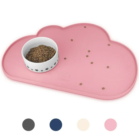 Ptlom Cat Food Mat Silicone Dog Food Mat Waterproof Pet Placemat for Food and Water Cat Feeding Mat Pink