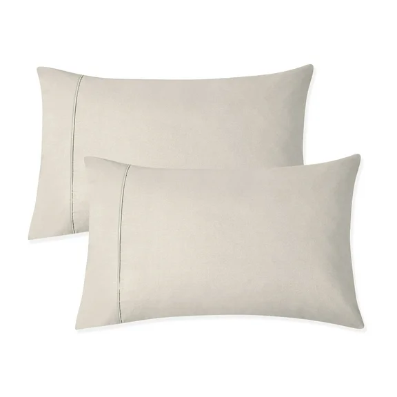 Purity Home 300 Thread Count Organic Cotton Percale Pillowcases, King, Ivory