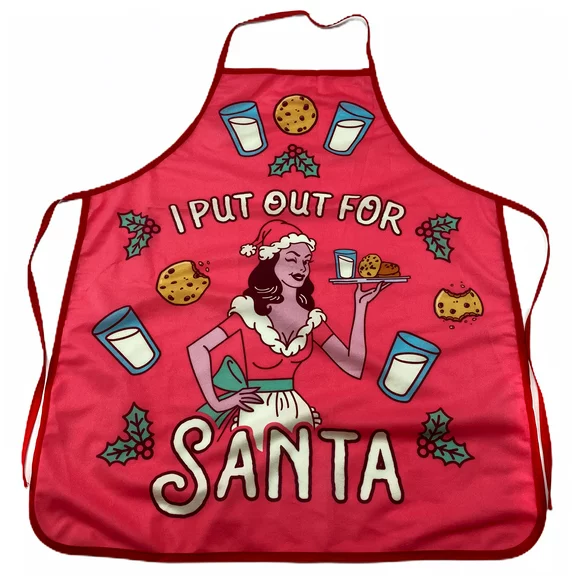 Put Out For Santa Apron Funny Christmas Party Mrs. Claus Graphic Novelty Kitchen Accessories