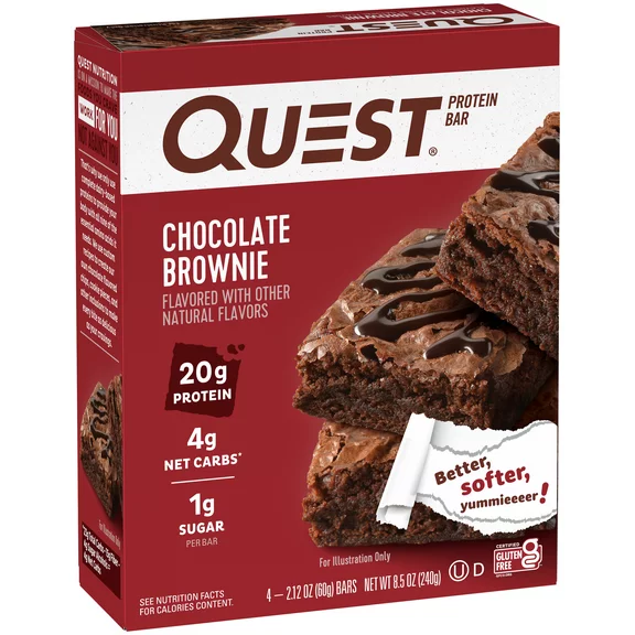 Quest Protein Bar, Chocolate Brownie, 20g Protein, 4 Ct