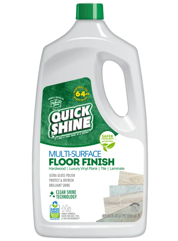 Quick Shine Multi-Surface Floor Finish, 64 fl oz, Unscented Household Floor Cleaner & Polish