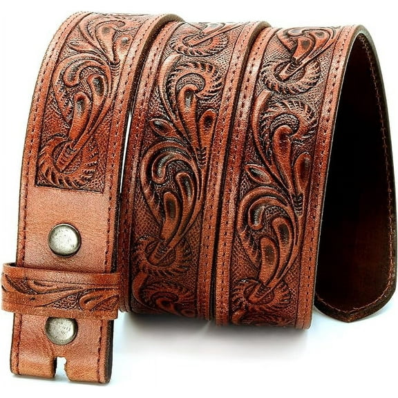 RAW HYD Leather Western Belts for Men - Cowboy Belts for Men - Mens Western Belt buckle/No Buckle - 1.5" Wide Men Cowboy Belt