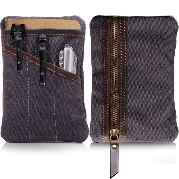 RAWHYD Waxed Canvas EDC Pocket Organizer, Compact EDC Pouch for Men, and Multi-Tool EDC Wallet, Grey