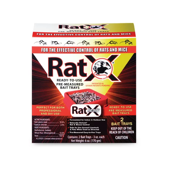 RatX Ready-to-Use Rat Bait Trays. Effective on All Species of Rats and Mice - 2pk