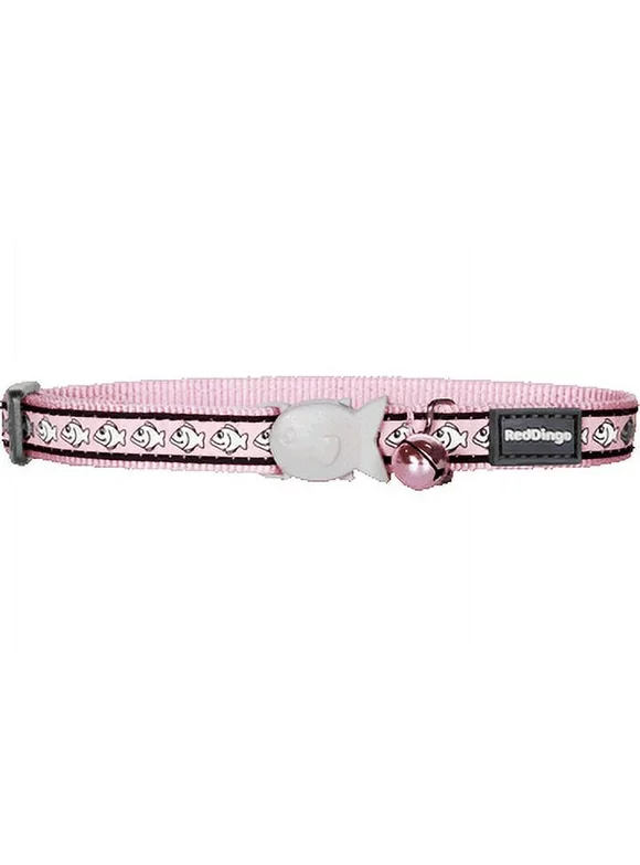 Red Dingo Reflective Fish Patterned Cat Collar, Pink