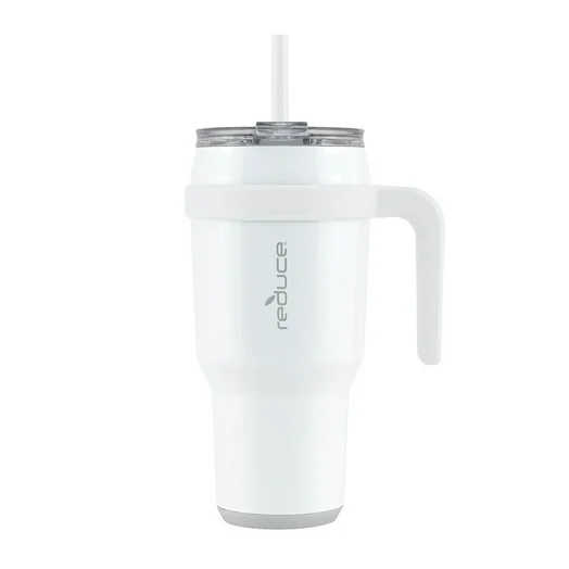 Reduce Cold1 Tumbler - Straw, Lid & Handle. Insulated Stainless Steel 40oz - White
