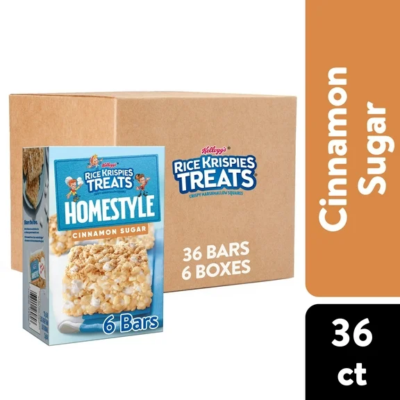 Rice Krispies Treats Homestyle Cinnamon Sugar Chewy Marshmallow Snack Bars, Ready-to-Eat, 4.06 lb, 36 Count