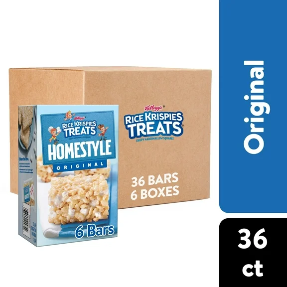 Rice Krispies Treats Homestyle Original Chewy Marshmallow Snack Bars, Ready-to-Eat, 4.06 lb, 36 Count