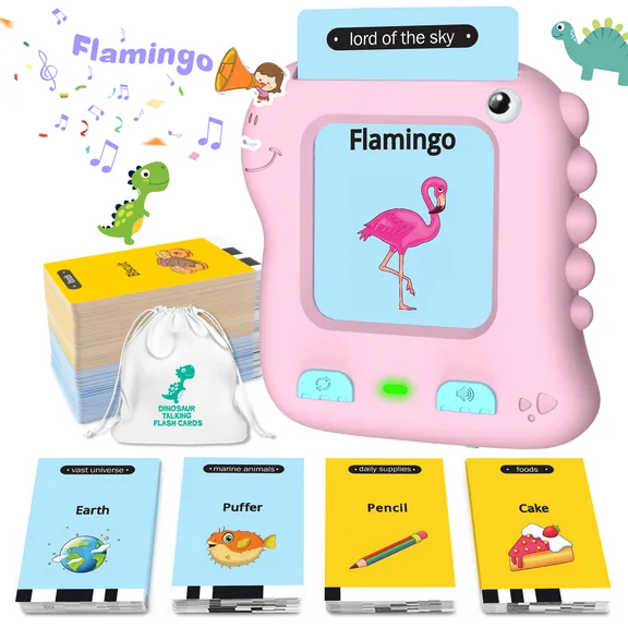 Richgv Upgraded Talking Flash Cards,Big Button Toys for 2,3,4,5,6 Years Old Girls, Educational Games for Toddlers, Preschool Learning Toys for 2 3 4 5 6 Years Old Kids, Dinosaur Toys, Christmas gifts