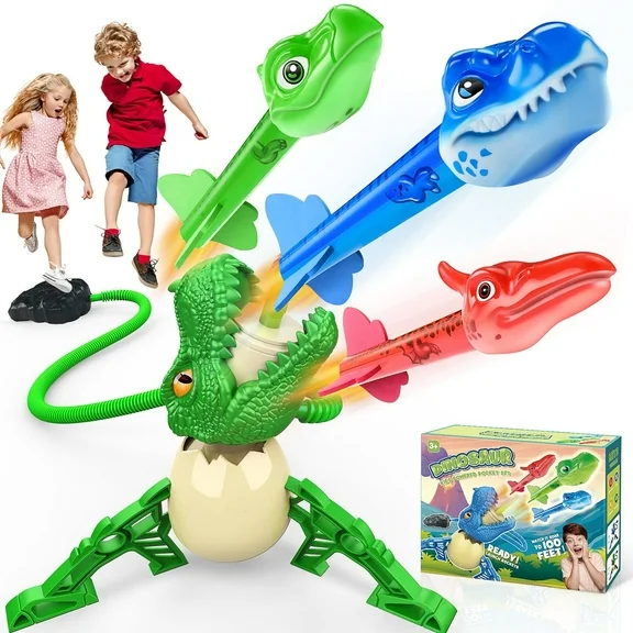 Rocket Launcher for Kids, Dinosaur Launcher Toys for Kids 3 4 5 6 7 Year Old Boys, Dino Blasters Launch 100 ft, Christmas Birthday Gifts for Boys Girls 3-12, Fun Outdoor Toy Family Toy