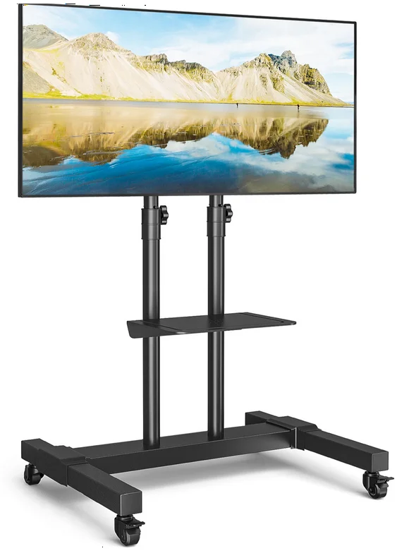 Rolling TV Stand Wheels for TVs up to 80 inch Tilt Upgraded TV Cart, Black