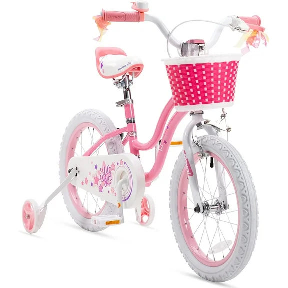 RoyalBaby Stargirl Kids Bike 14 Inch Girls Bicycle for Children with Kickstand Basket Rose Pink