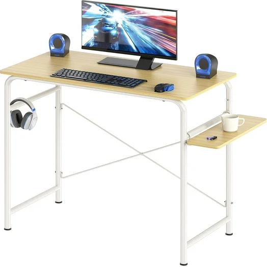 SHW Harrison 31-inch Home Computer Desk with Shelf, Oak