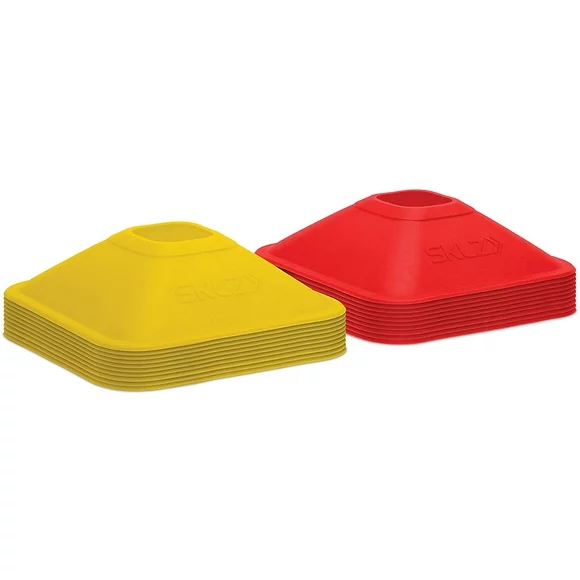 SKLZ Mini Cones for Agility Training, Pack of 20 Durable Polyethylene Red and Yellow Mini Cones