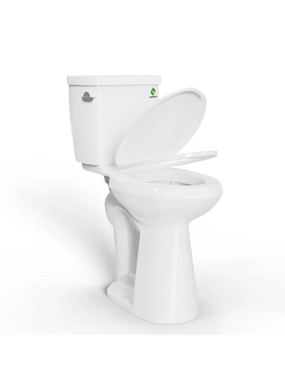 SUPERFLO Extra Tall Toilets | 21 Inch Toilet Bowl Height & 12-inch Rough-in | High Toilets For Seniors & Disabled | Two Piece Toilets For Bathrooms Comfort Height Elongated