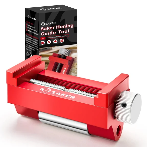 Saker Honing Guide Tool - Sharpening Holder of Whetstone for Woodworking- Chisels and Planes 0-2.55 inches RED