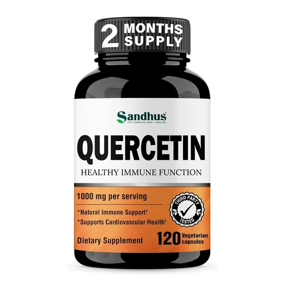 Sandhu's Quercetin, Dietary Supplement for Respiratory Health, 1000mg per Serving, 120 Veg Capsules
