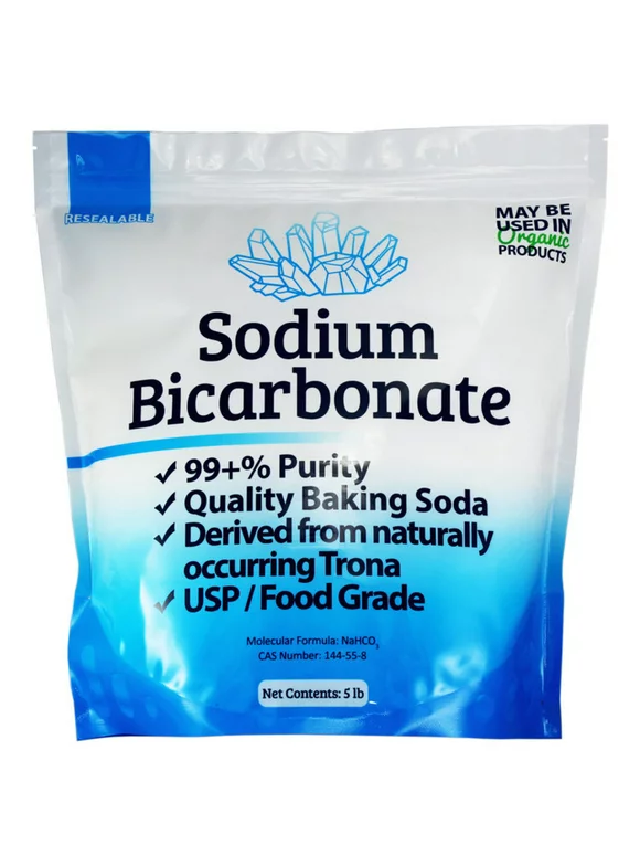 Sodium Bicarbonate Powder, 5 lb Organic Food Grade ORMI Listed Pure Baking Soda