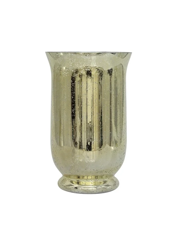Sofia Home Mercury Glass Hurricane Candle Holder, Gold, Medium