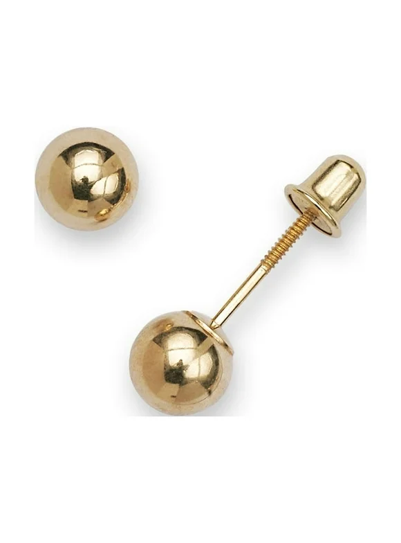 Solid 14k Yellow Gold 3 8mm Ball Screw Back Earrings For Women (5mm yellow)