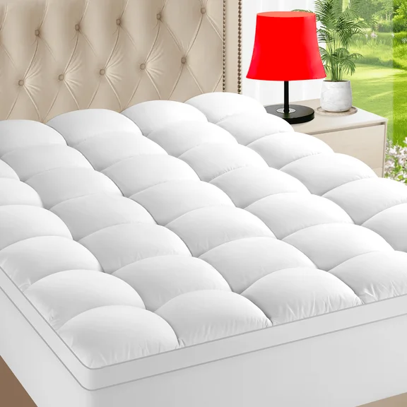 Sonoro Kate 2 Inch Mattress Topper with 21" Deep Pocket, Down Alternative Overfilled Mattress Pad (Twin XL, White)