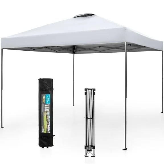 Sophia & William 10' x 10' Outdoor Gazebo Instant Pop Up Canopy Tent with Wheeled Bag - White