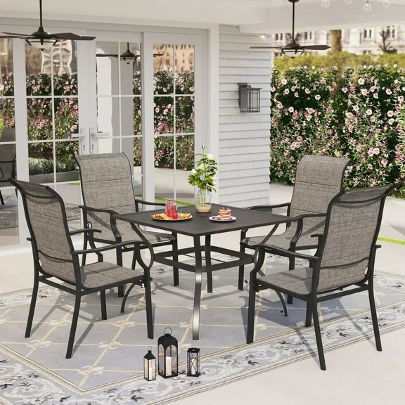 Sophia & William 5 Pieces Metal Patio Dining Set for 4 Outdoor Textilene Chairs Table Set