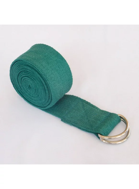 SoulGenie Yoga Straps - Superior Non-Stretch Cotton Twill with Metal D-Ring Buckle (6 feet Forest Green)