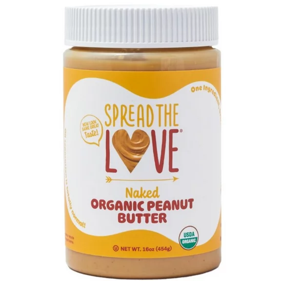 Spread The Love NAKED Organic Peanut Butter, Vegan, Palm-Oil Free, No Salt, 7g Protein
