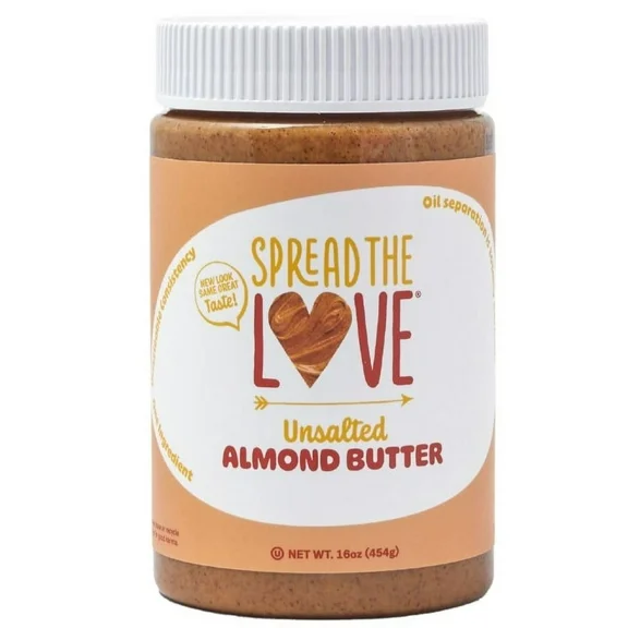 Spread The Love UNSALTED Almond Butter, Vegan, Gluten-free, Palm-Oil Free, No Added Sugar, 16oz