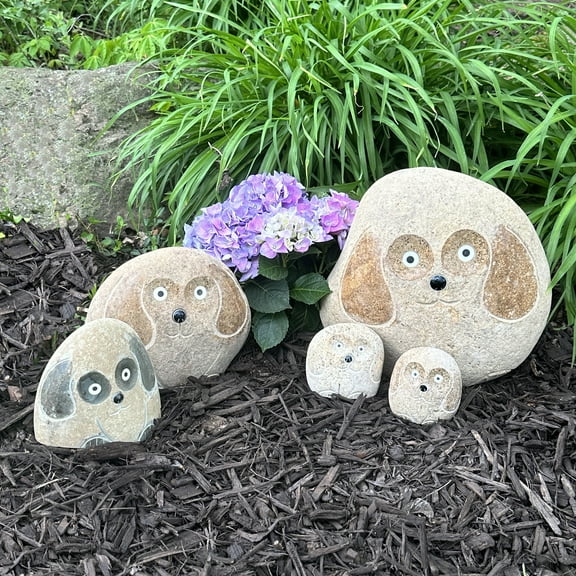 Stone Age Creations Family of Boulder Dogs 2 Pcs 8" 12"