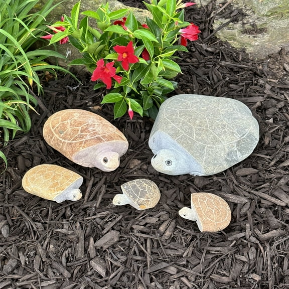 Stone Age Creations Family of Boulder Turtles 2 Pcs 10" 14"