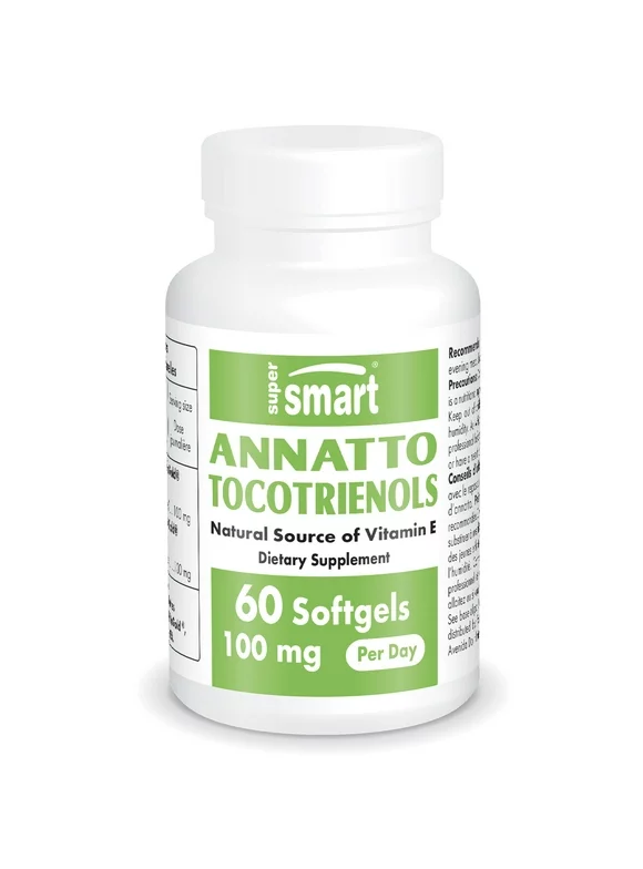 Supersmart - Annatto Tocotrienols (Vitamin E) 100 mg per Day - with DeltaGold - Balance Cholesterol Levels | Non-GMO & Gluten Free - 60 Softgels