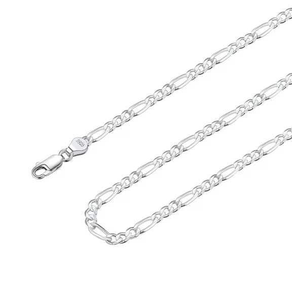 Suplight 925 Sterlings Silver 3mm/5mm Figaro Chain Necklace, Hip Hop Jewelry Gift for Men Women