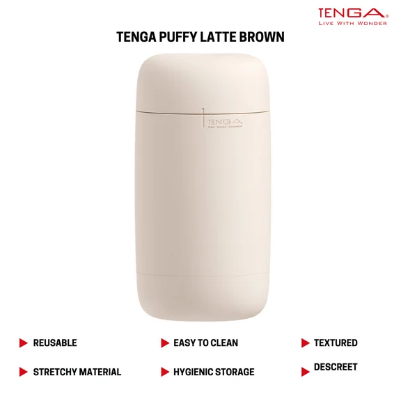 TENGA Puffy Latte Brown Reusable Stroker Super-Soft Tactile Feeling Masturbator
