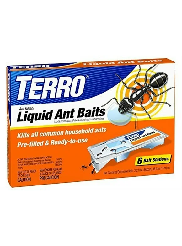 TERRO Liquid Ant Bait Ant Killer 6 Bait Stations