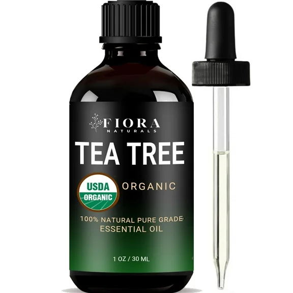 Tea Tree Essential Oil by Fiora Naturals- 100% Pure Organic for Face, Hair,  Foot, Acne & Scalp