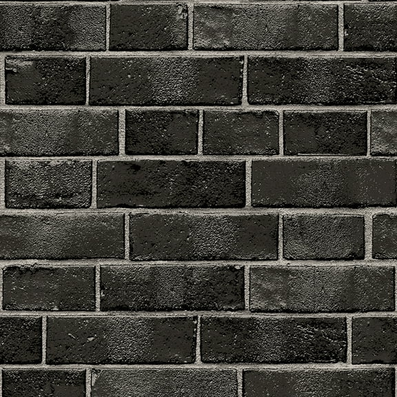 Tempaper Brick Ebony Peel and Stick Wallpaper, 20.5" x 16.5'