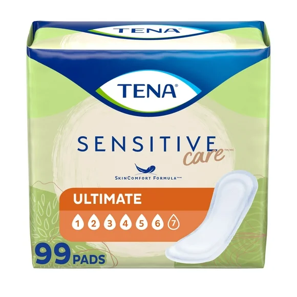 Tena Sensitive Care Ultimate Absorbency Incontinence Pad for Women, 99 Ct