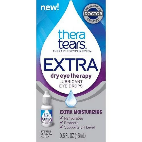 TheraTears EXTRA Dry Eye Therapy Lubricating Eye Drops for Dry Eyes, 0.5 fl oz bottle