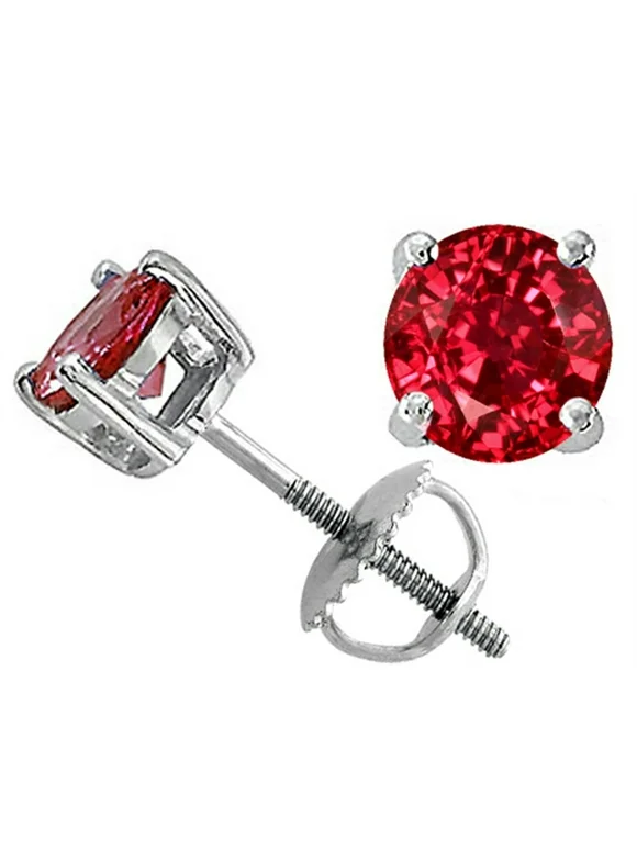 Tommaso Design� Round 6mm Created Ruby Screw Back Earrings Studs