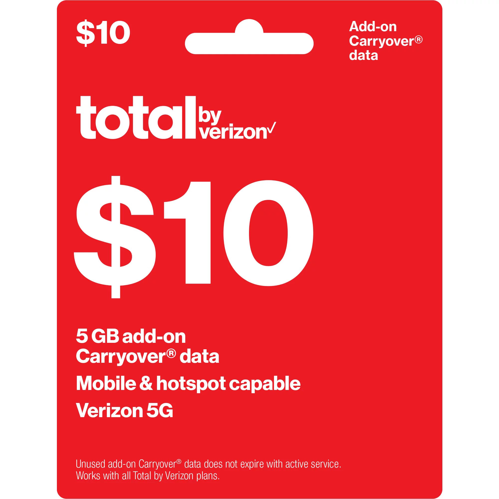 Total by Verizon $10 Add-On Carryover Data Card (5GB) Direct Top Up