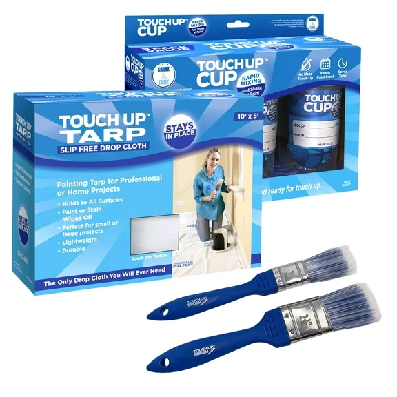 Touch up Cup Painting Kit - 3 Touch Up Cups, 1 Touch Up Tarp, 2 Touch Up ​​Brushes
