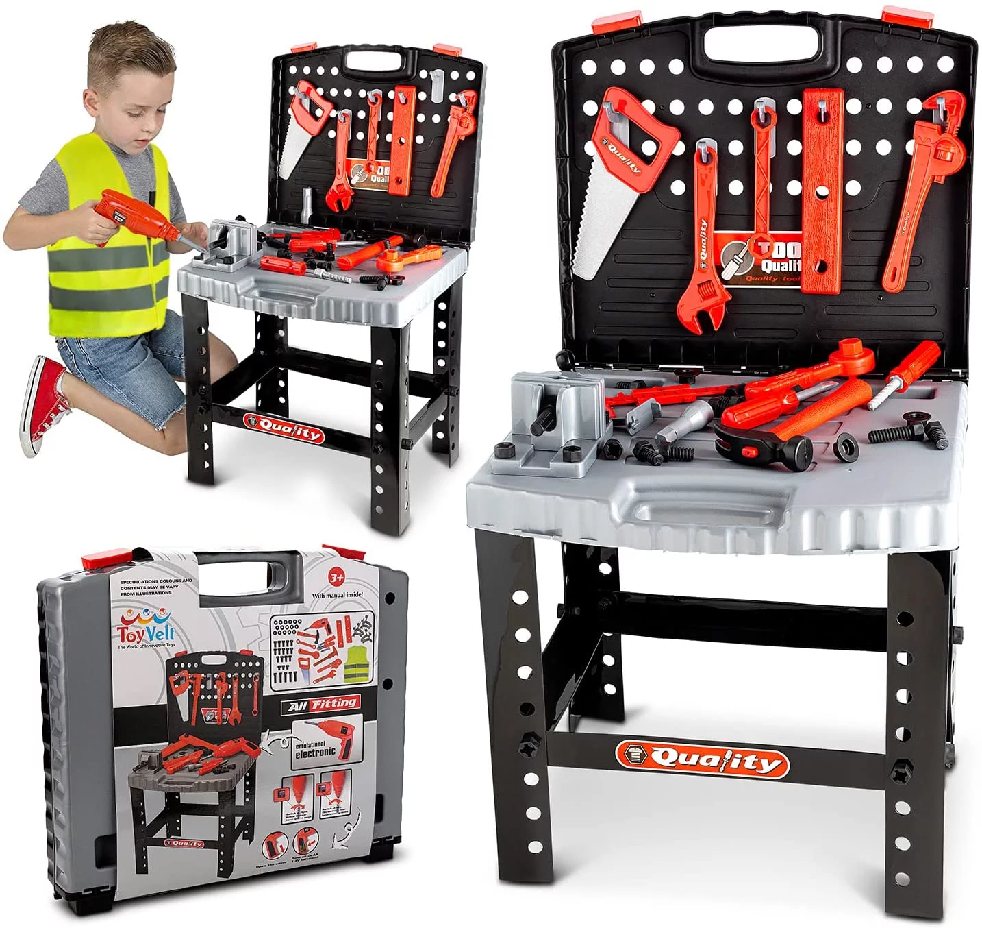 Toyvelt / Kids Toy Workbench and Electric Drill / Plastic / 2-10 years old