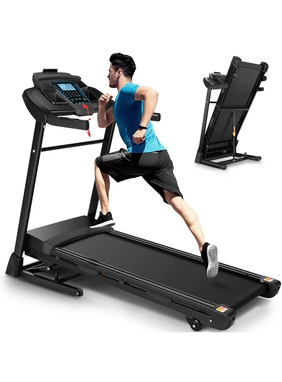 Treadmill 300 lb Capacity,3.25HP Folding Treadmill with 15 Level Auto Incline Electric Smart Running Machine with Bluetooth Speaker,LCD Display, Ultra-Quiet & Wide running belt easy installation