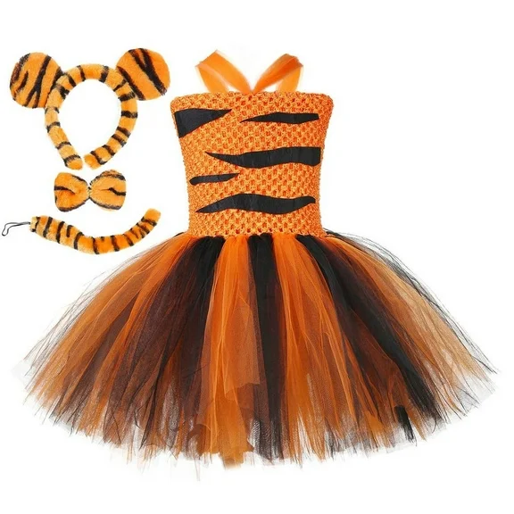 Tutu Dreams Animal Costumes for Kids Girls 1-10Y Reindeer Tiger with Headband Dress Up Clothes