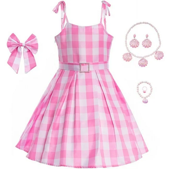 Tutu Dreams Girls Pink Plaid Dress Movie Cosplay Birthday Party Costume