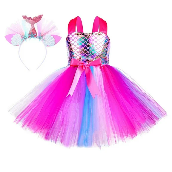Tutu Dreams Mermaid Dress for Little Girls Party Gift Birthday Dress up Clothes with Headband