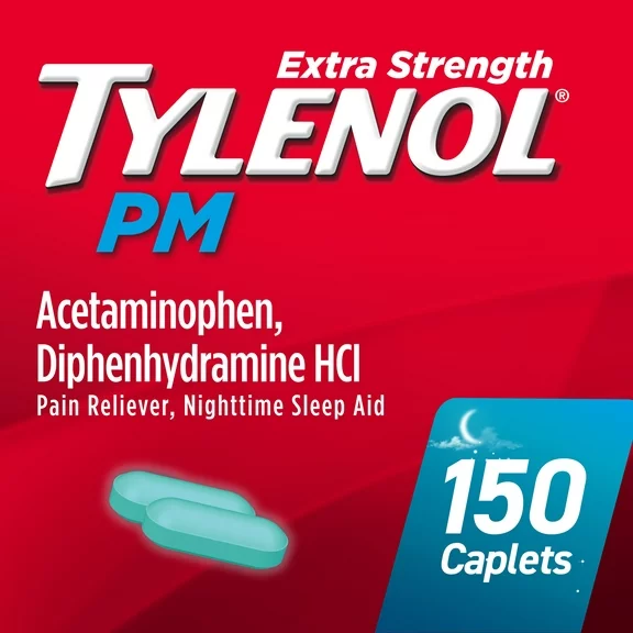 Tylenol PM Extra Strength Pain Reliever & Sleep Aid Caplets, 150 Ct