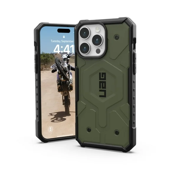 UAG Case Compatible with iPhone 15 Pro Max Case 6.7" Pathfinder Olive Drab Built-in Magnet Compatible with MagSafe Charging Rugged Military Grade Dropproof Protective Cover by URBAN ARMOR GEAR
